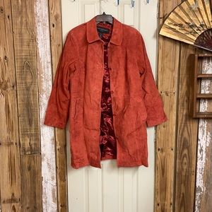 Centigrade Suede Burnt Orange Genuine Leather Coat Fall Winter Boho